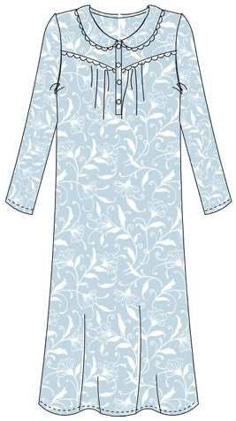 Marlon 'Pretty Floral' Wincey on Pastel 40" Inch Length Nightdress MA45754